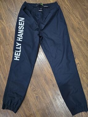 Ladies XS Helly Hansen Blue Waterproof Track Pants with White Side Logo